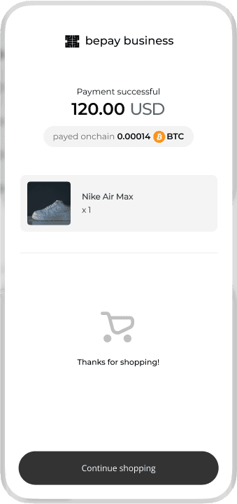 Bepay payment success